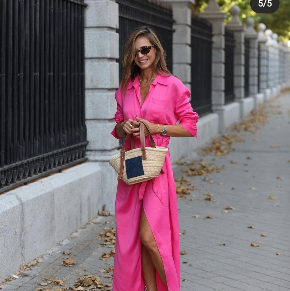 ZARA LIMITED EDITION SHIRT DRESS TIE DETAIL FUCHSIA SIZES XS